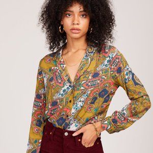 Novella Royale Dee Dee Blouse in Rust Geo Paisley